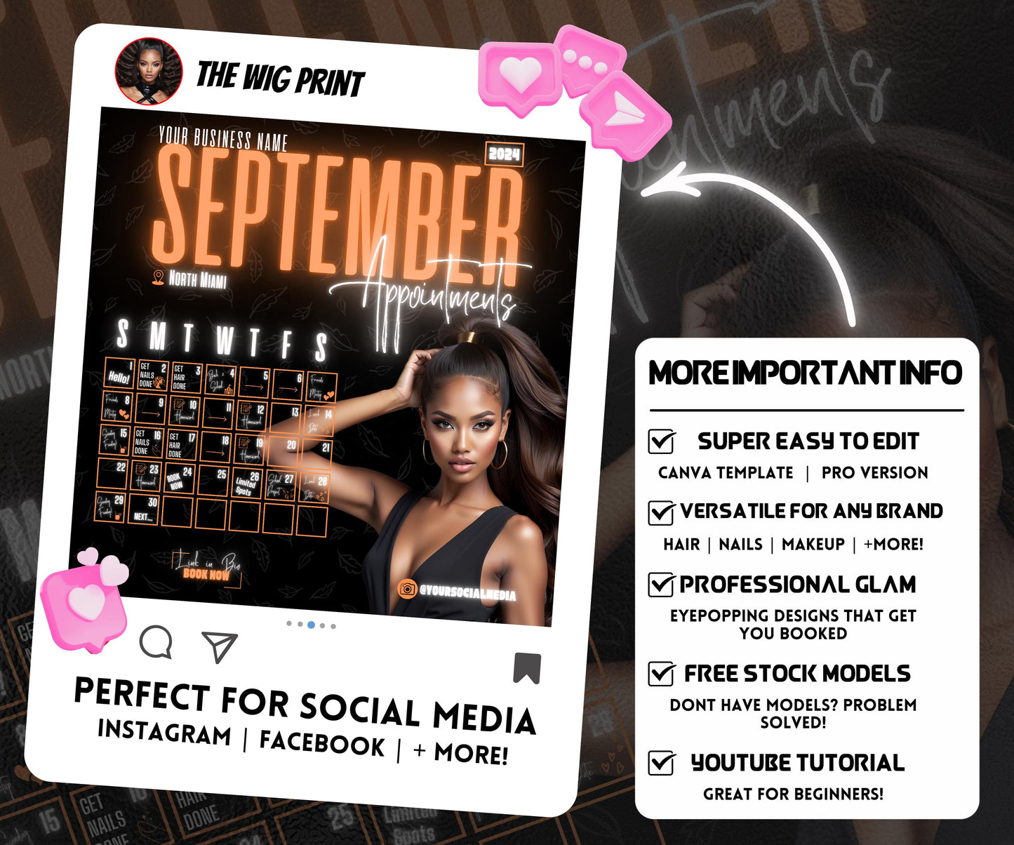 September Books Open | September Booking Flyer | Orange Theme | DIY | CANVA | Fall SZN | September Special | September Appointments