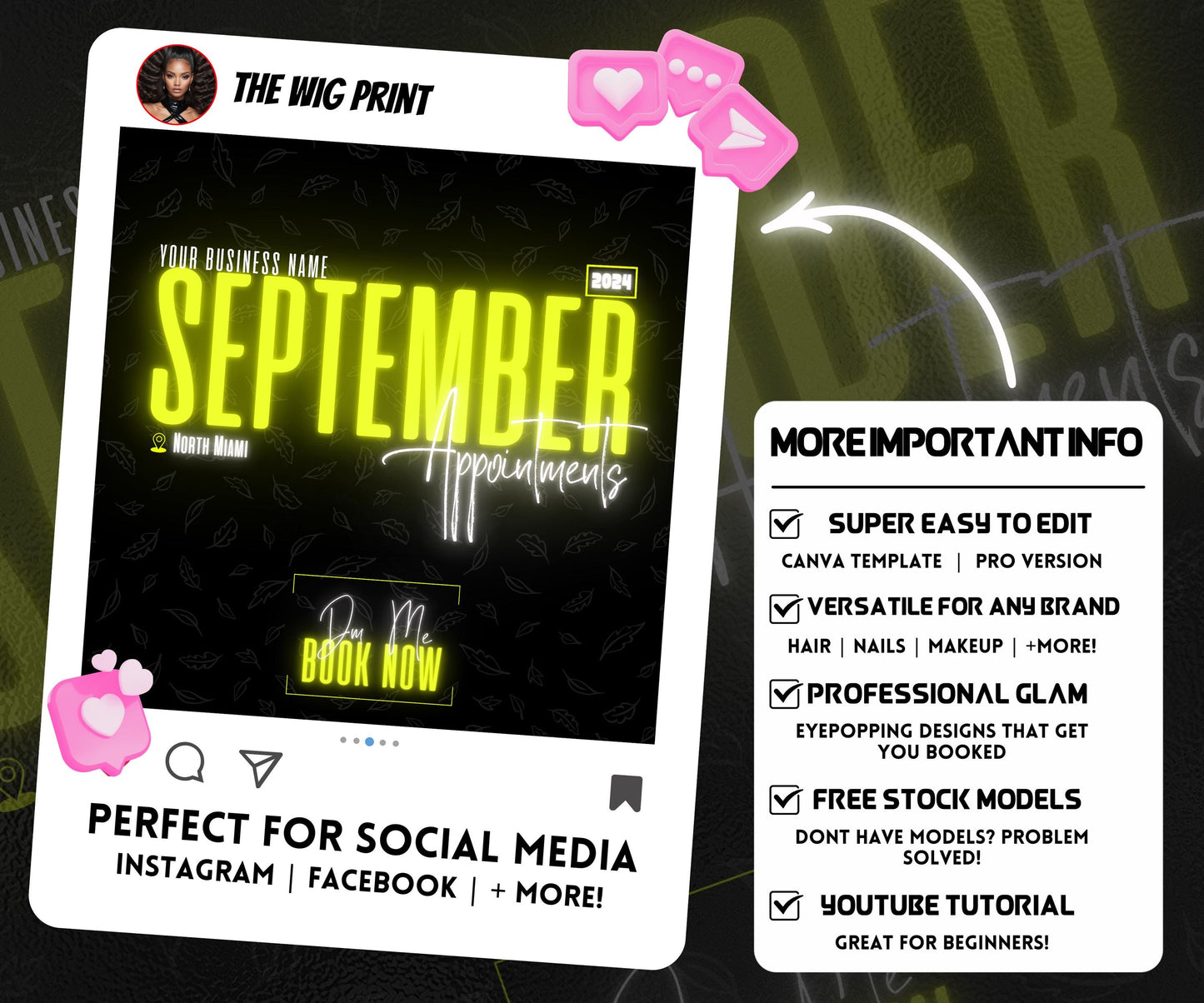 September Books Open | September Booking Flyer | Yellow Theme | DIY | CANVA | Fall SZN | September Special | September Appointments