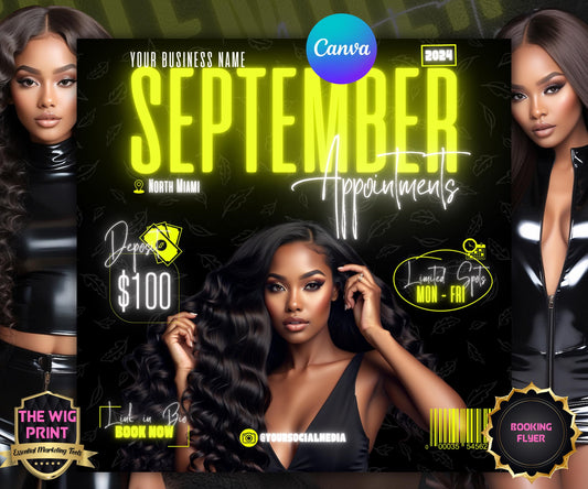 September Books Open | September Booking Flyer | Yellow Theme | DIY | CANVA | Fall SZN | September Special | September Appointments