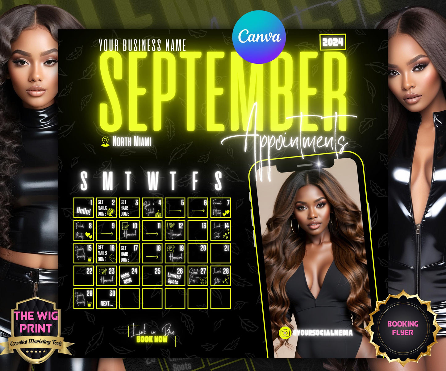 September Books Open | September Booking Flyer | Yellow Theme | DIY | CANVA | Fall SZN | September Special | September Appointments