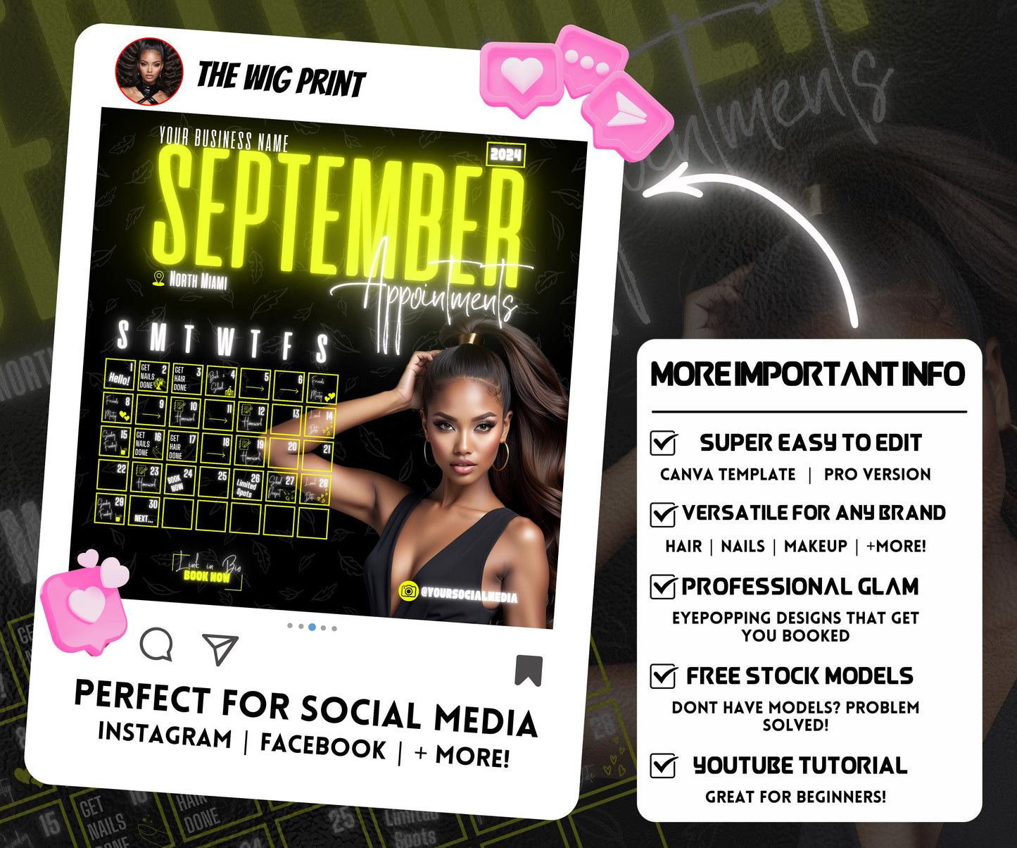 September Books Open | September Booking Flyer | Yellow Theme | DIY | CANVA | Fall SZN | September Special | September Appointments