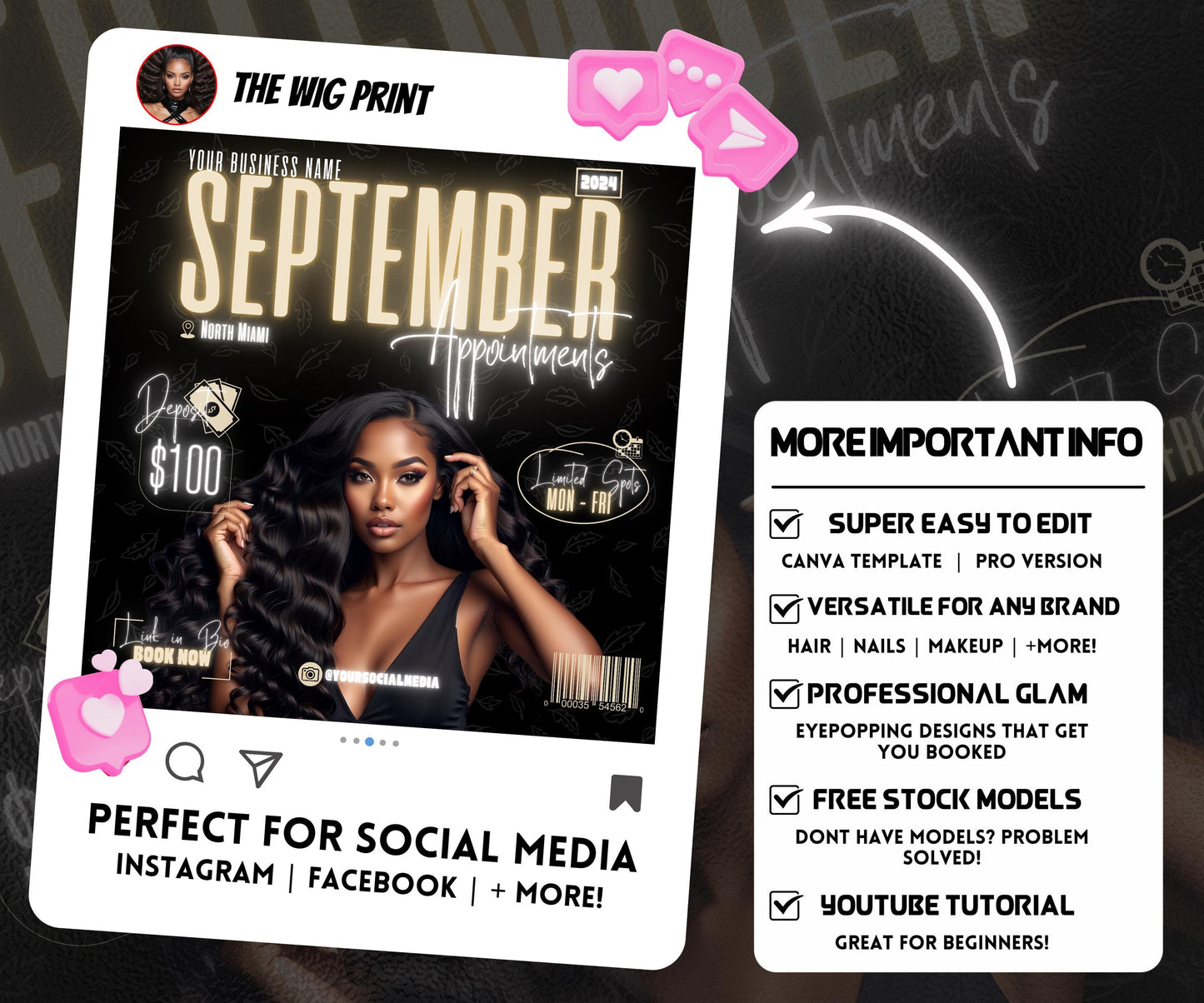 September Books Open | September Booking Flyer | Beige Theme | DIY | CANVA | Fall SZN | September Special | September Appointments