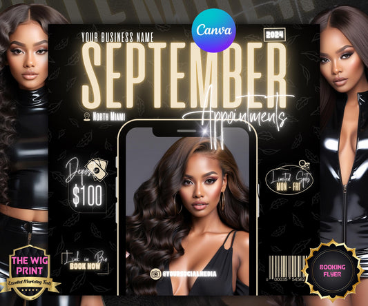 September Books Open | September Booking Flyer | Beige Theme | DIY | CANVA | Fall SZN | September Special | September Appointments