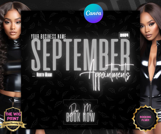 September Books Open | September Booking Flyer | Gray Theme | DIY | CANVA | Fall SZN | September Special | September Appointments