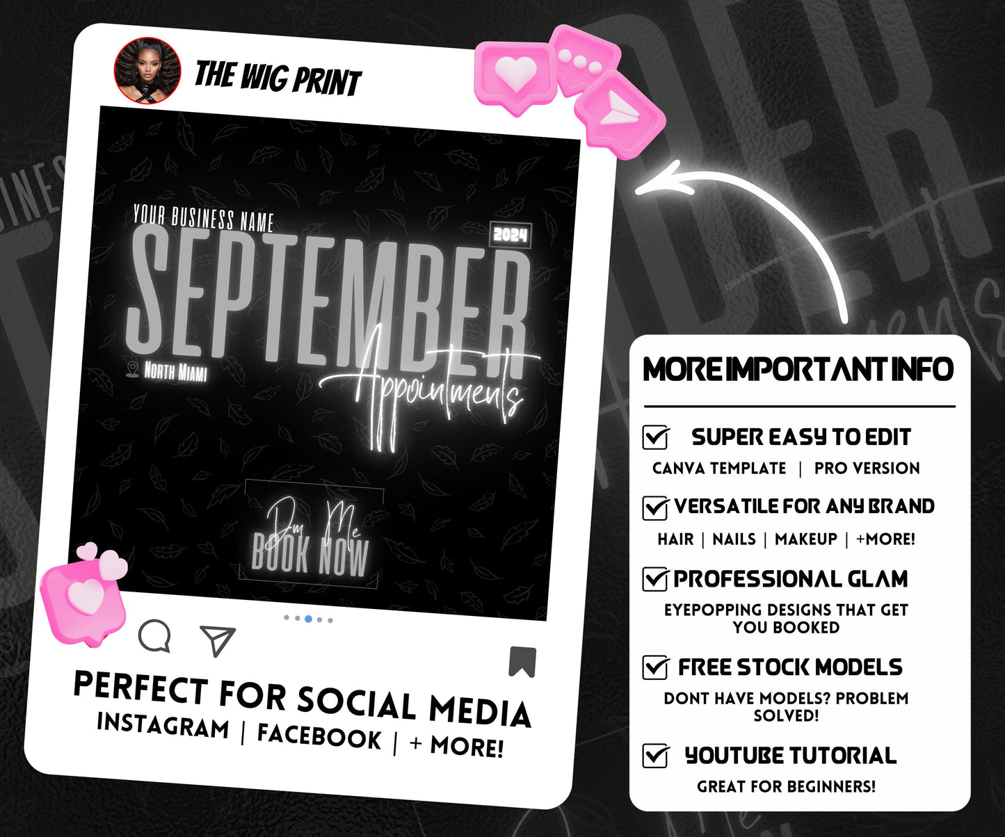 September Books Open | September Booking Flyer | Gray Theme | DIY | CANVA | Fall SZN | September Special | September Appointments