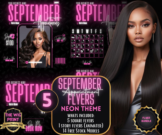 September Books Open | 5 September Booking Flyers | Pink Theme | DIY | CANVA | Fall SZN | September Special | September Appointments