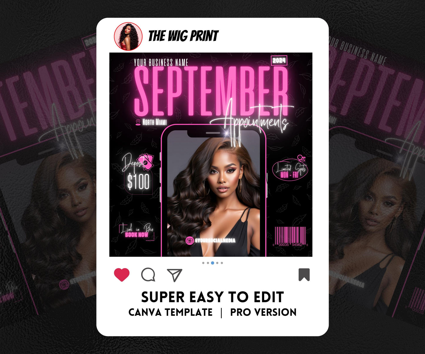 September Books Open | 5 September Booking Flyers | Pink Theme | DIY | CANVA | Fall SZN | September Special | September Appointments