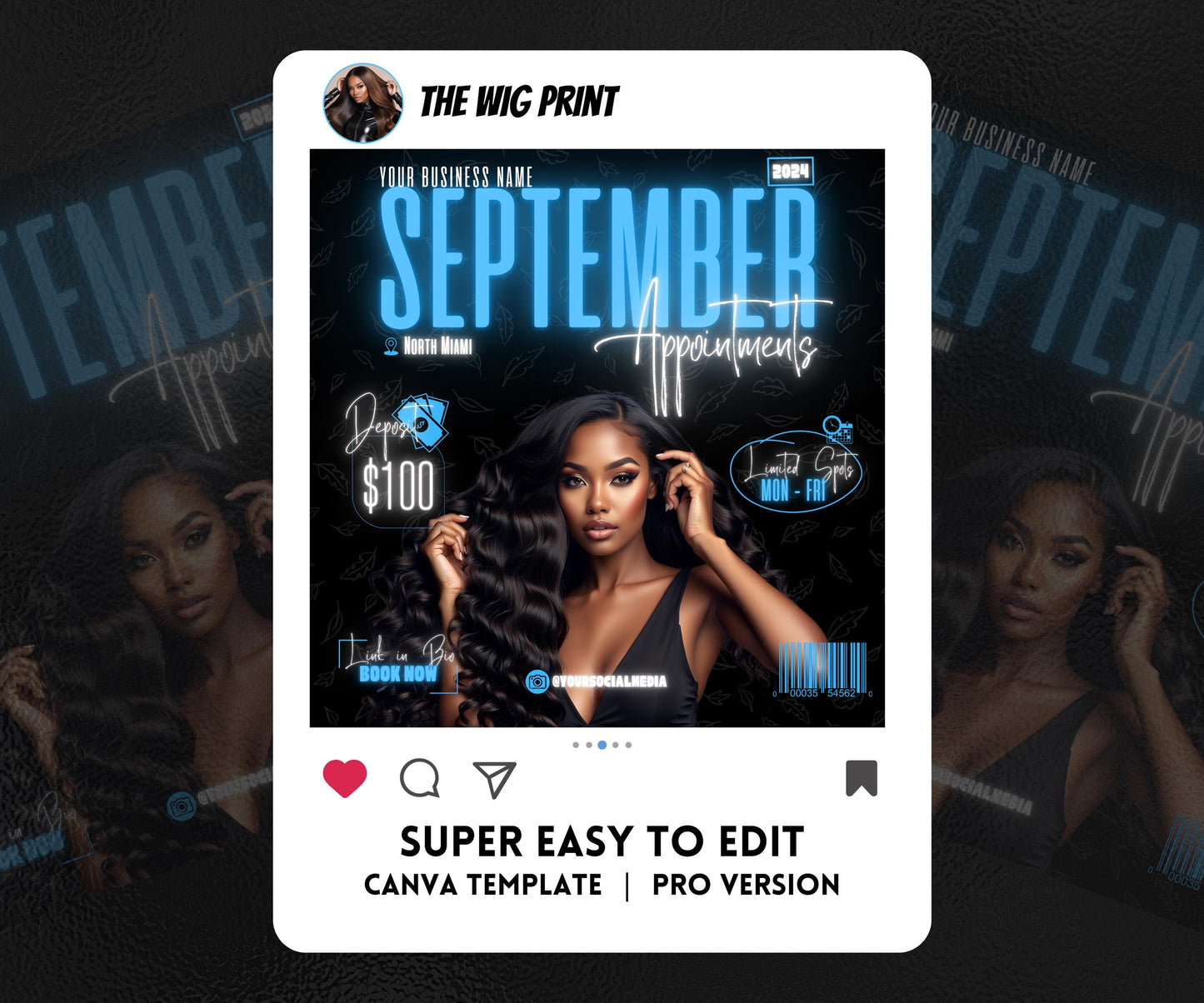 September Books Open | 5 September Booking Flyers | Blue Theme | DIY | CANVA | Fall SZN | September Special | September Appointments