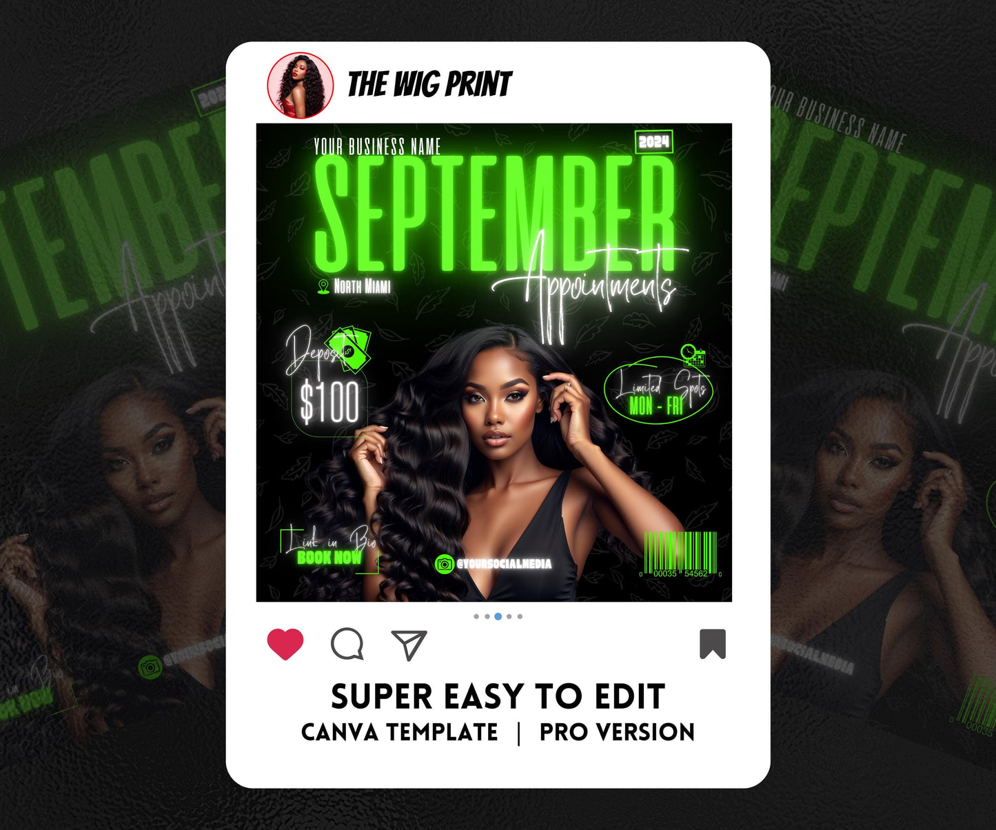 September Books Open | 5 September Booking Flyers | Green Theme | DIY | CANVA | Fall SZN | September Special | September Appointments