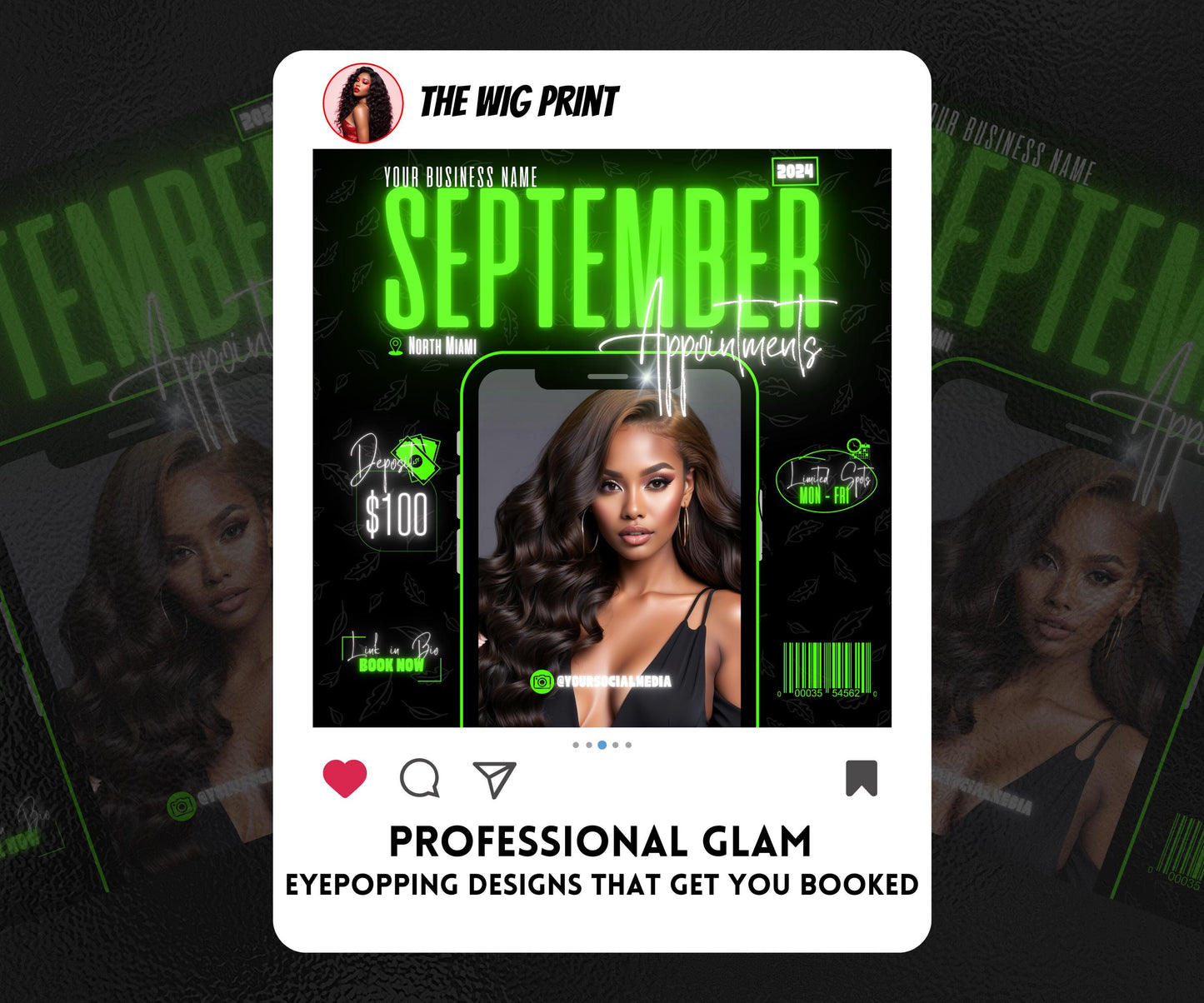 September Books Open | 5 September Booking Flyers | Green Theme | DIY | CANVA | Fall SZN | September Special | September Appointments