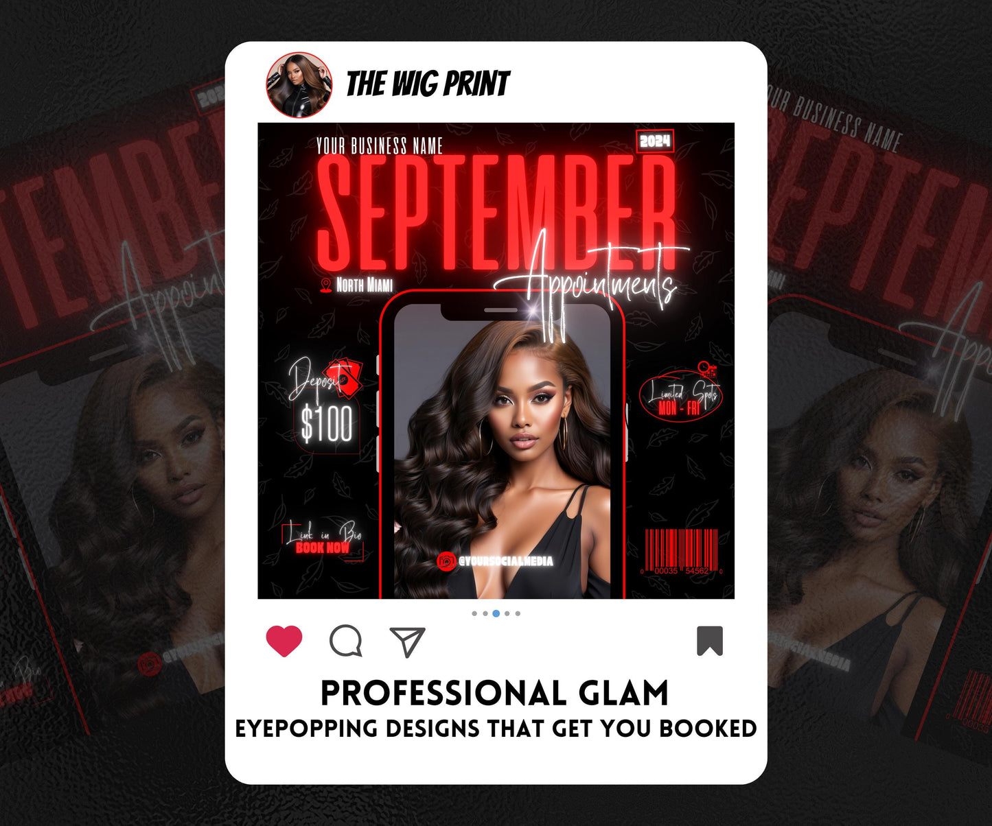 September Books Open | September Booking Flyer | Red Theme | DIY | CANVA | Fall SZN | September Special | September Appointments