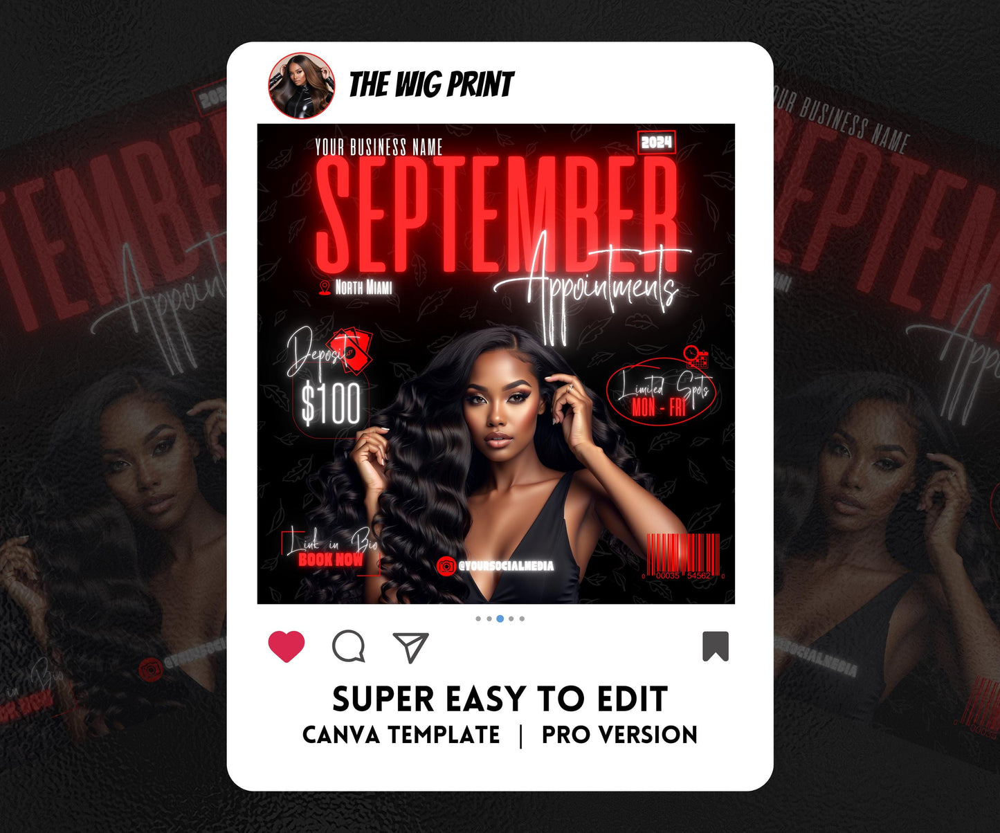 September Books Open | September Booking Flyer | Red Theme | DIY | CANVA | Fall SZN | September Special | September Appointments