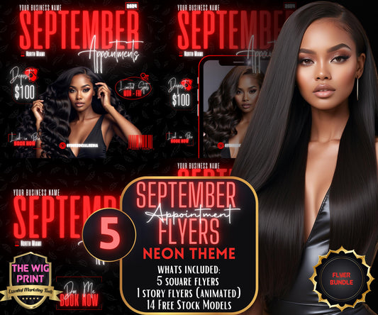 September Books Open | September Booking Flyer | Red Theme | DIY | CANVA | Fall SZN | September Special | September Appointments