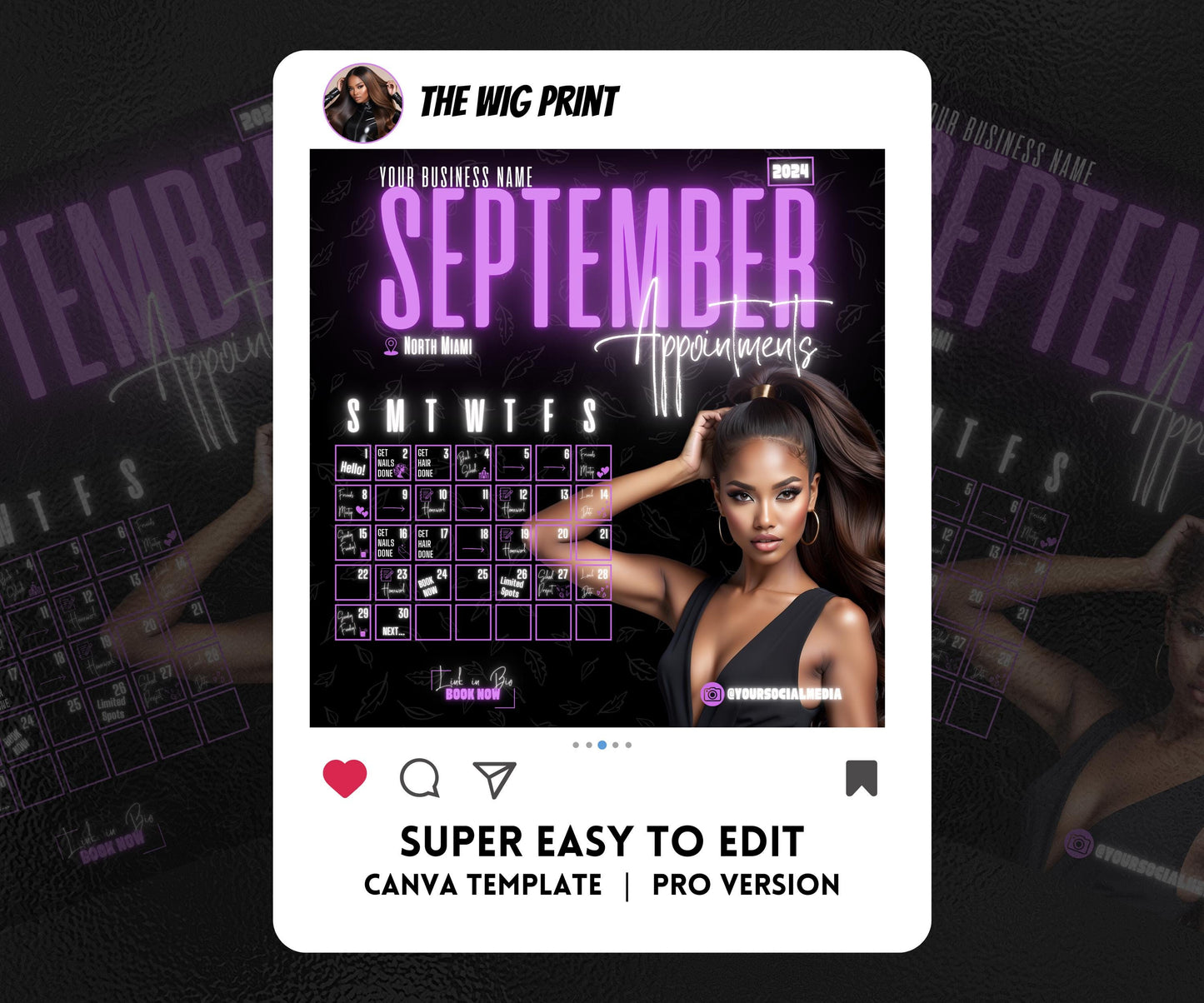 September Books Open | 5 September Booking Flyers | Purple Theme | DIY | CANVA | Fall SZN | September Special | September Appointments