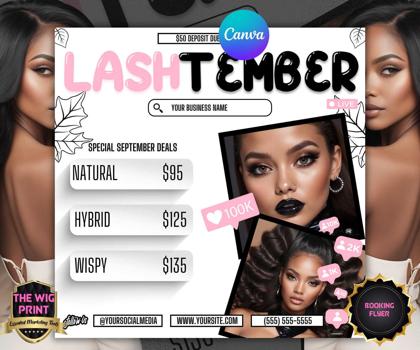 LashTember | Lash Tech Flyer | Canva Template | Beauty Flyer | Lash Promo | Customizable | September Flyer | September Specials