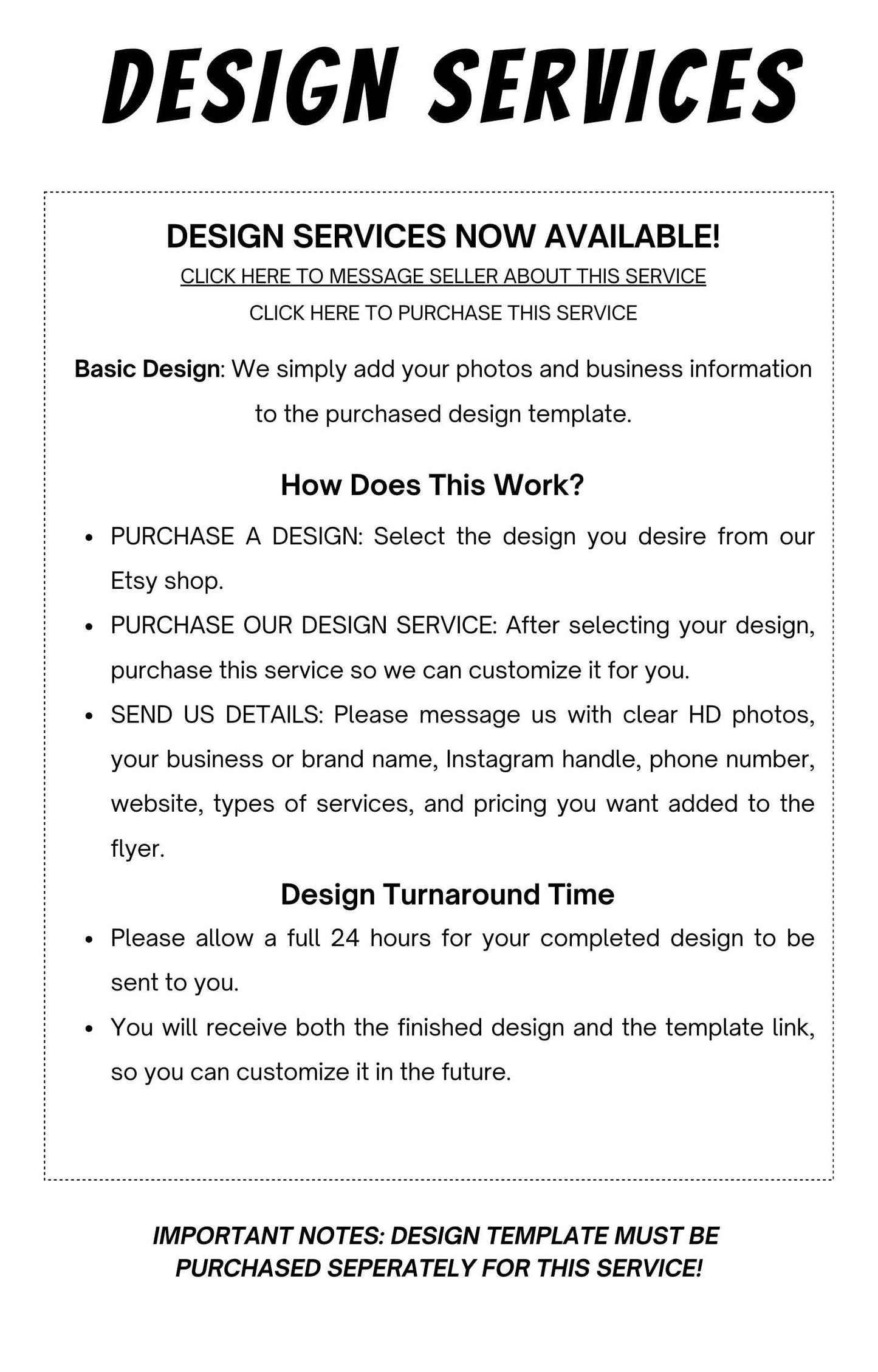 Basic Design Service | Any Template in Our Shop | This is a Digital Service Nothing will be shipped!