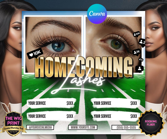 Homecoming Lashes Flyer | Highschool Homecoming | HBCU Homecoming | Homecoming Deals | Homecoming Sale