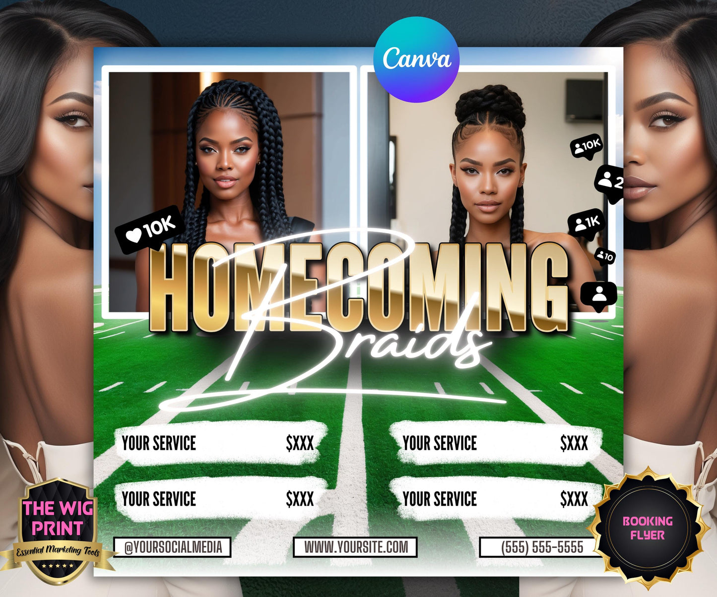 Homecoming Braids Flyer | Highschool Homecoming | HBCU Homecoming | Homecoming Deals | Homecoming Sale