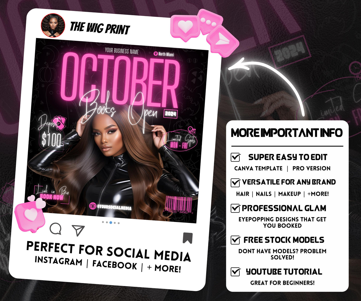 October Booking Flyer | Neon Pink Theme