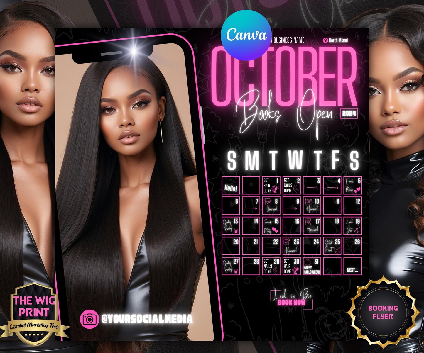 October Booking Flyer | Neon Pink Theme