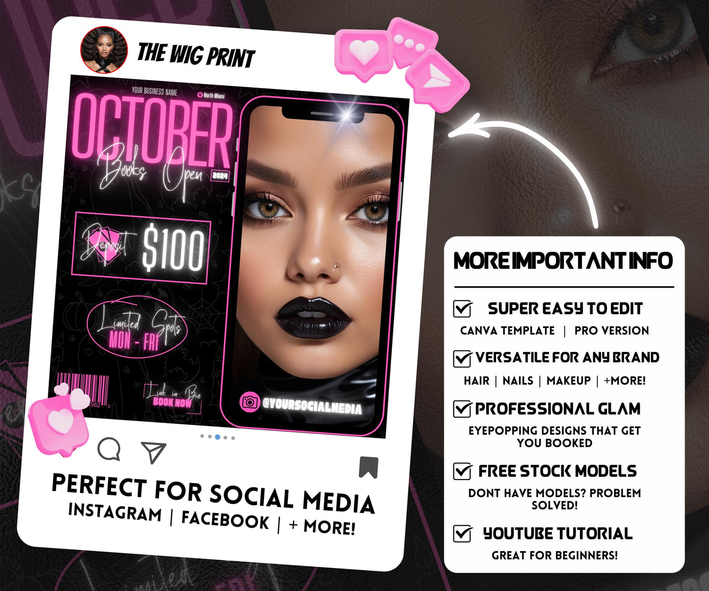 October Booking Flyer | Neon Pink Theme