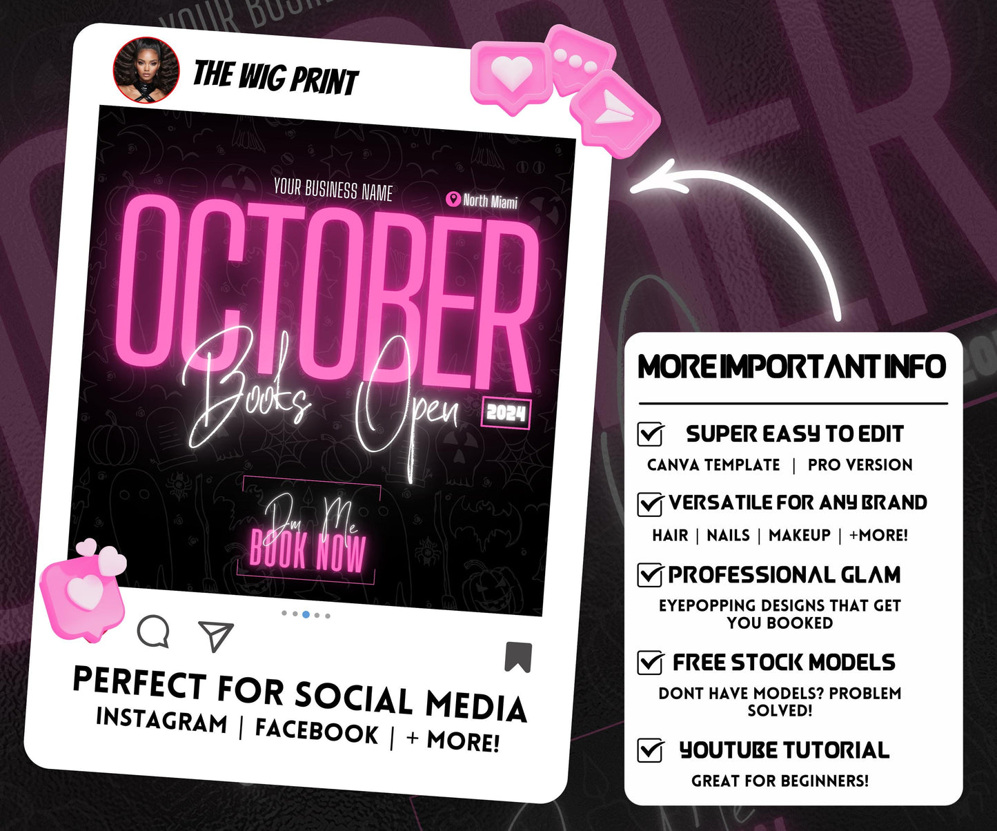 October Booking Flyer | Neon Pink Theme