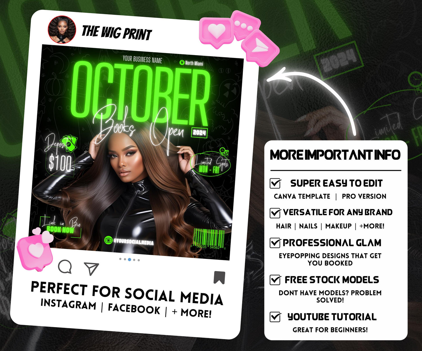 October Booking Flyer | Neon Green Theme