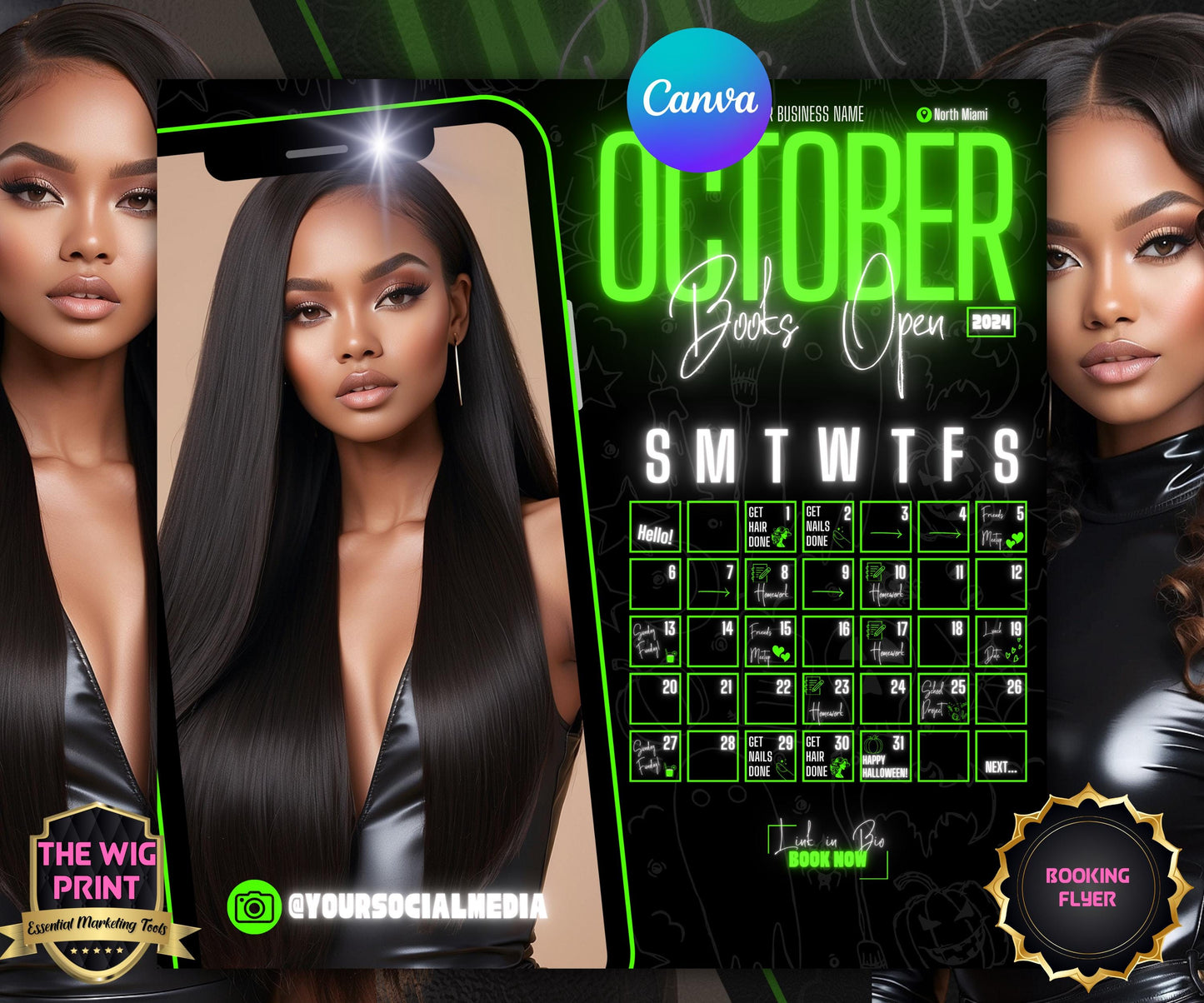 October Booking Flyer | Neon Green Theme