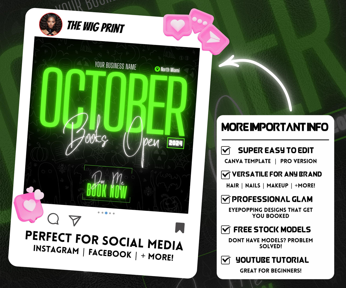 October Booking Flyer | Neon Green Theme