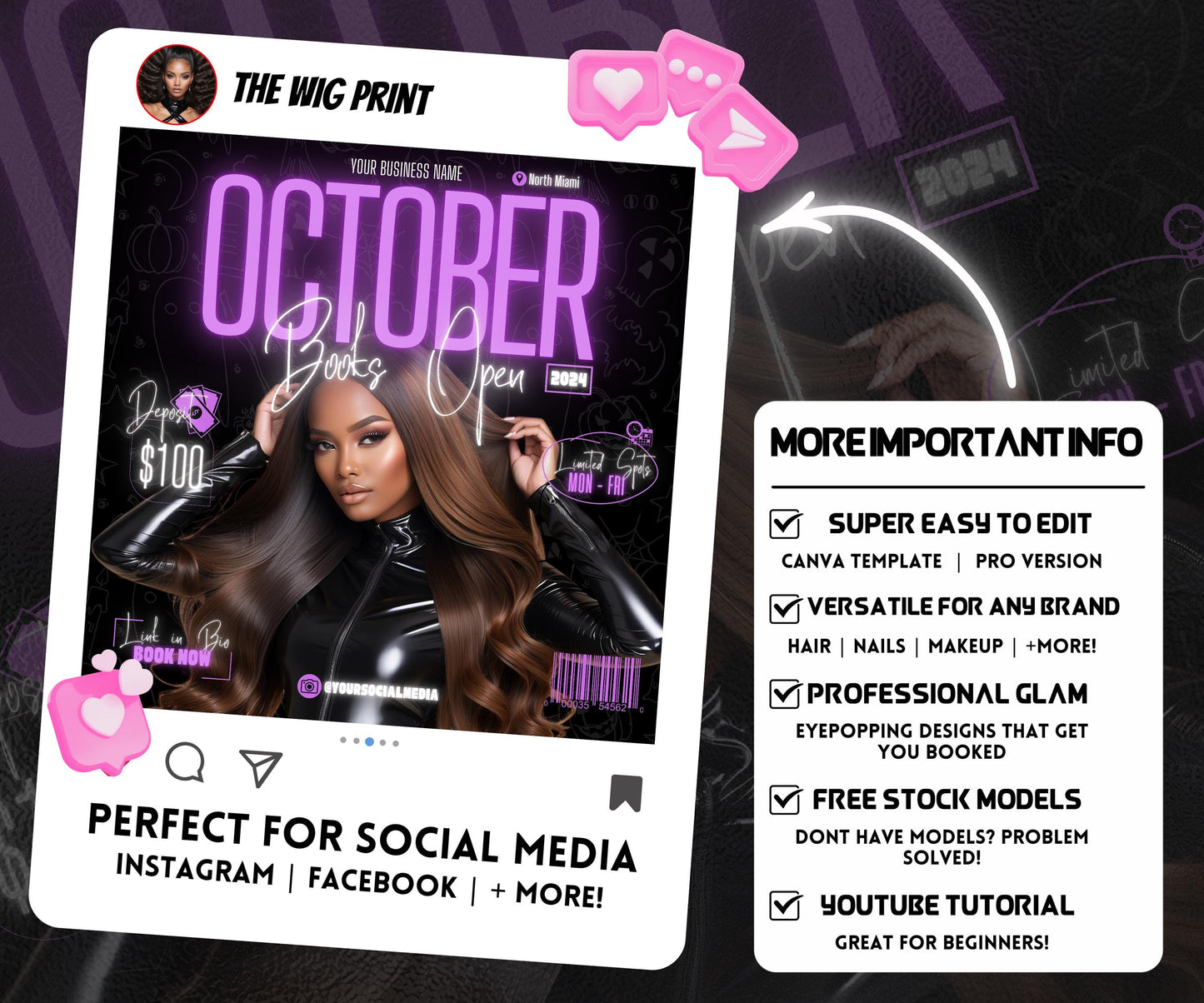 October Booking Flyer | Neon Purple Theme