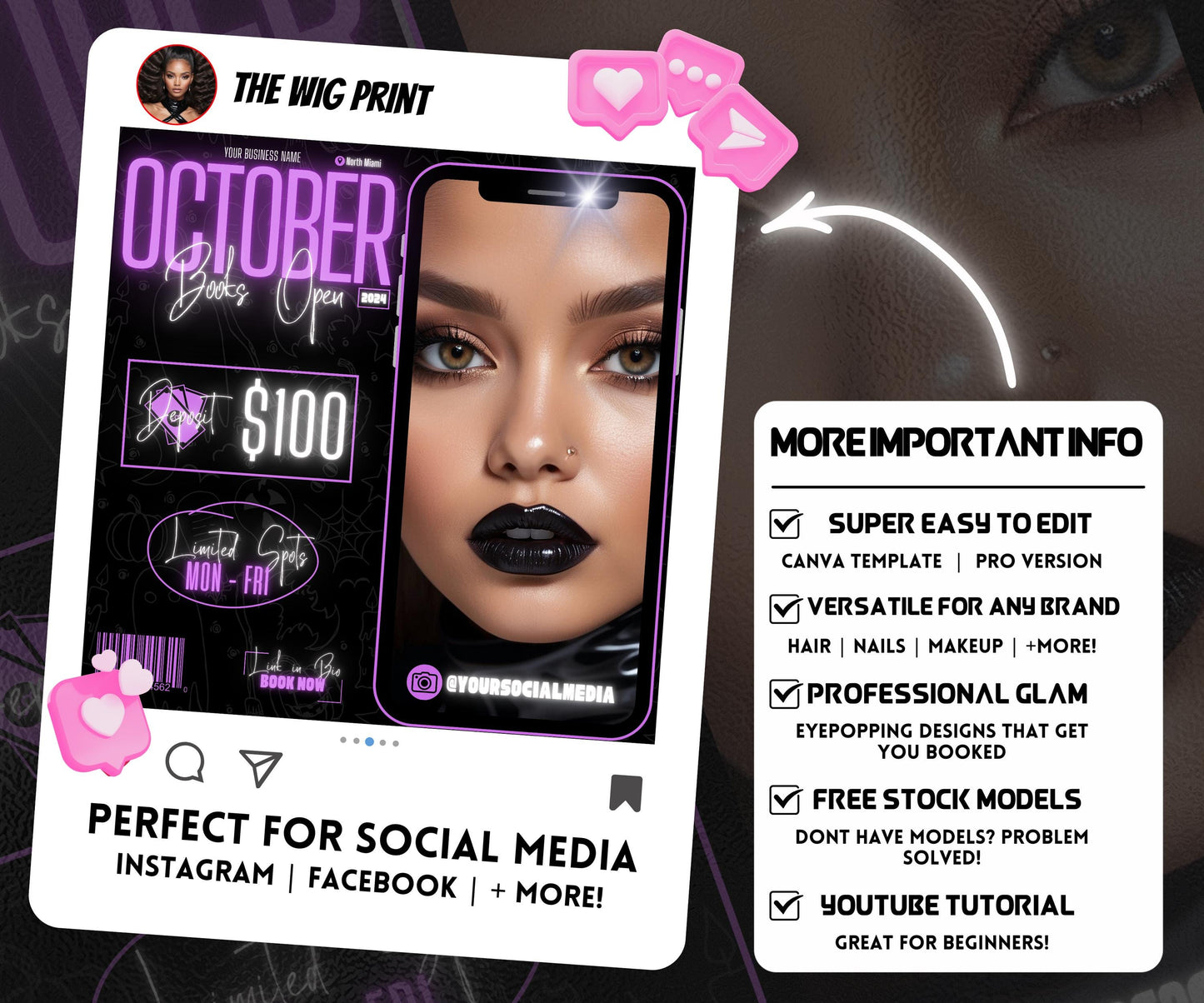 October Booking Flyer | Neon Purple Theme