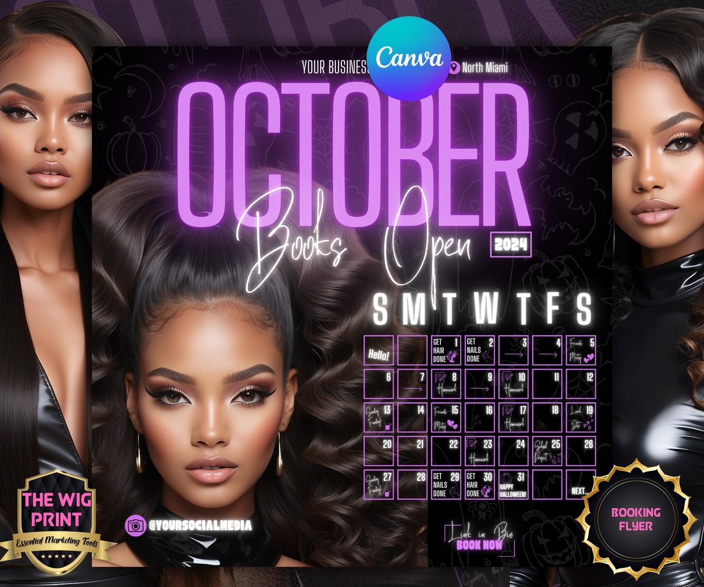 October Booking Flyer | Neon Purple Theme