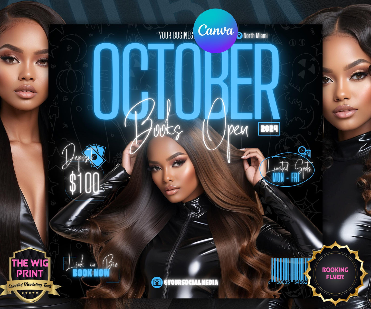 October Booking Flyer | Neon Blue Theme