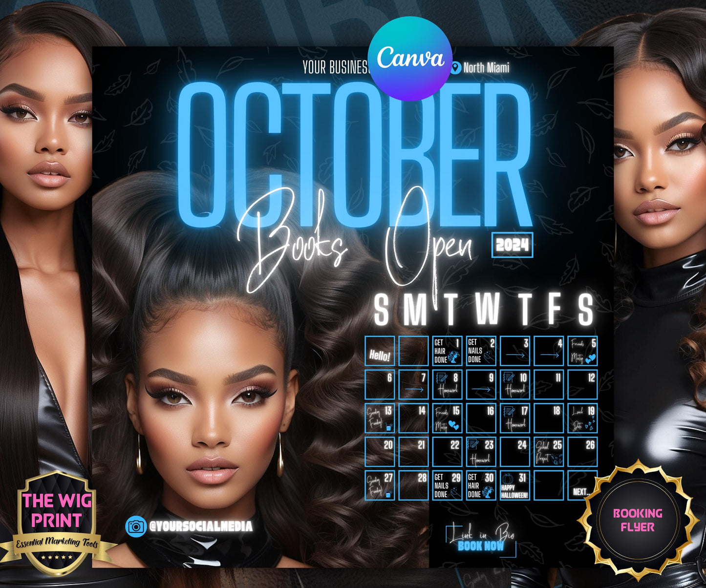 October Booking Flyer | Neon Blue Theme