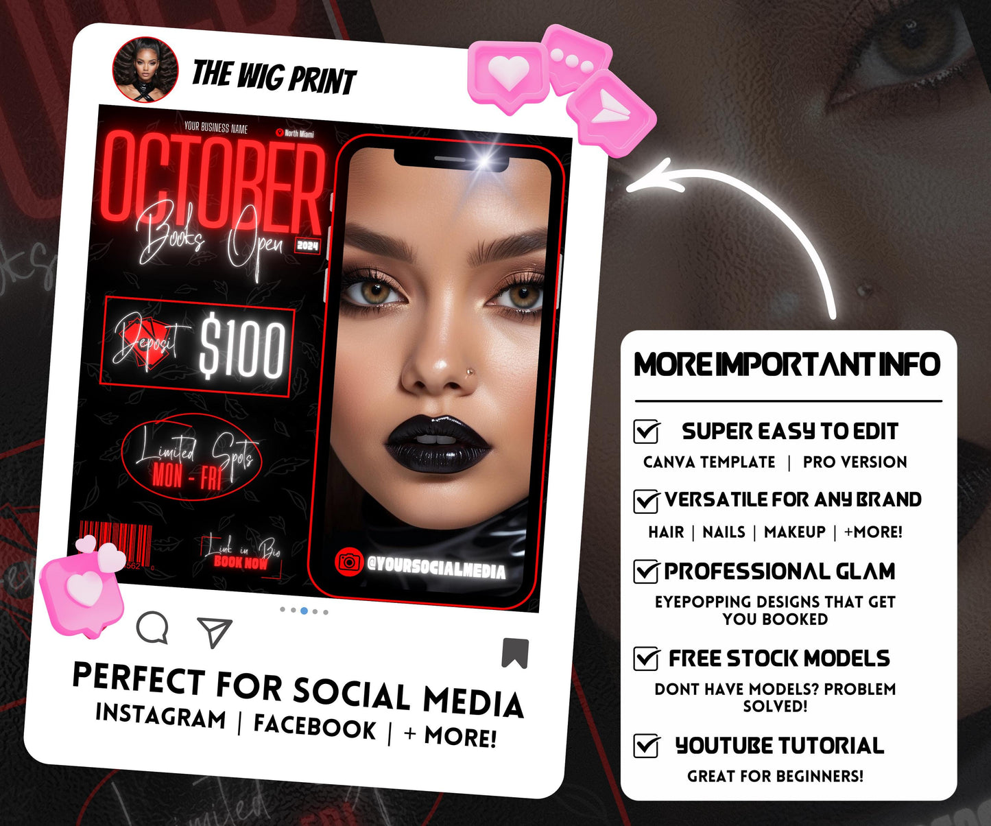 October Booking Flyer | Neon Red Theme