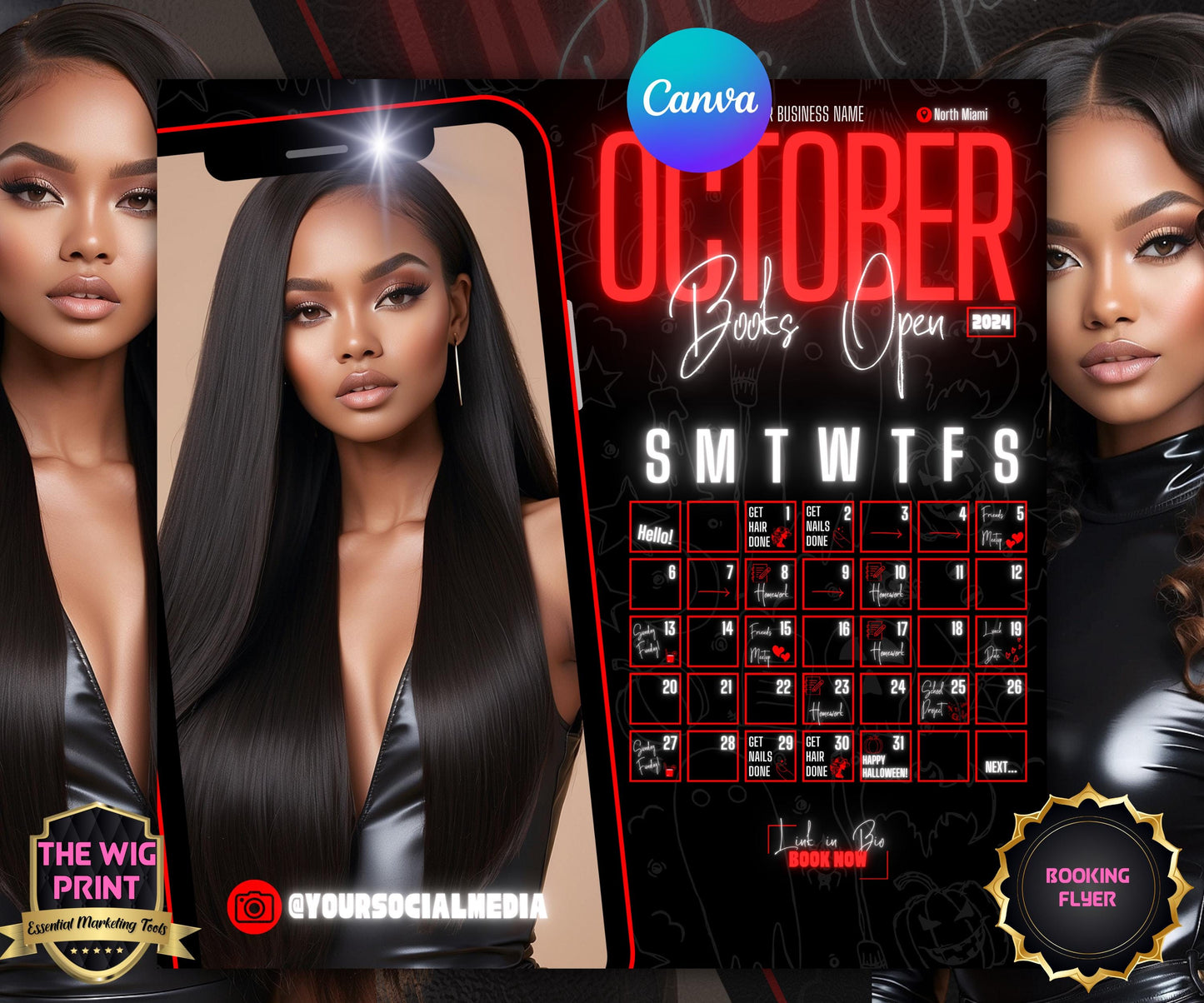 October Booking Flyer | Neon Red Theme