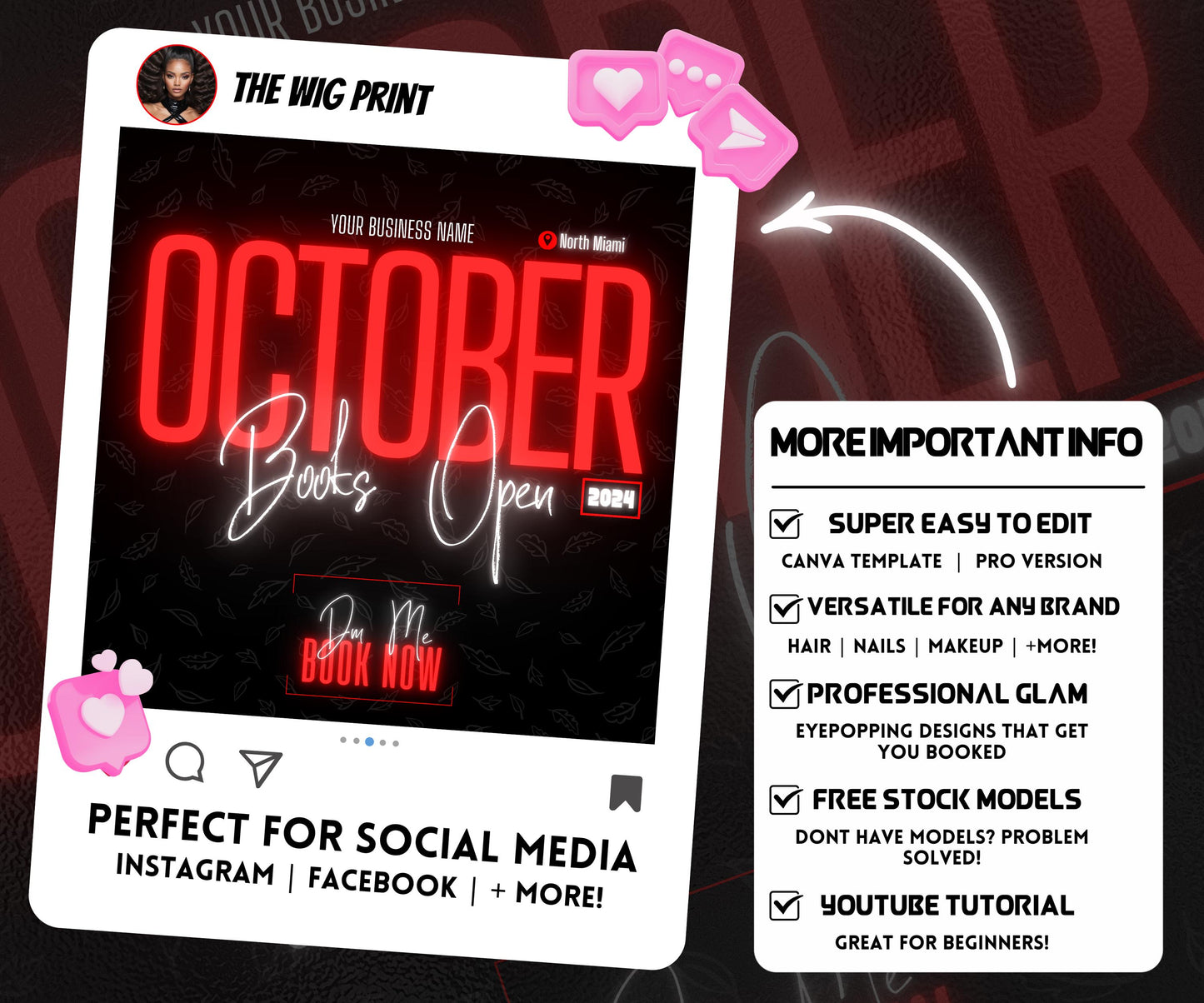 October Booking Flyer | Neon Red Theme