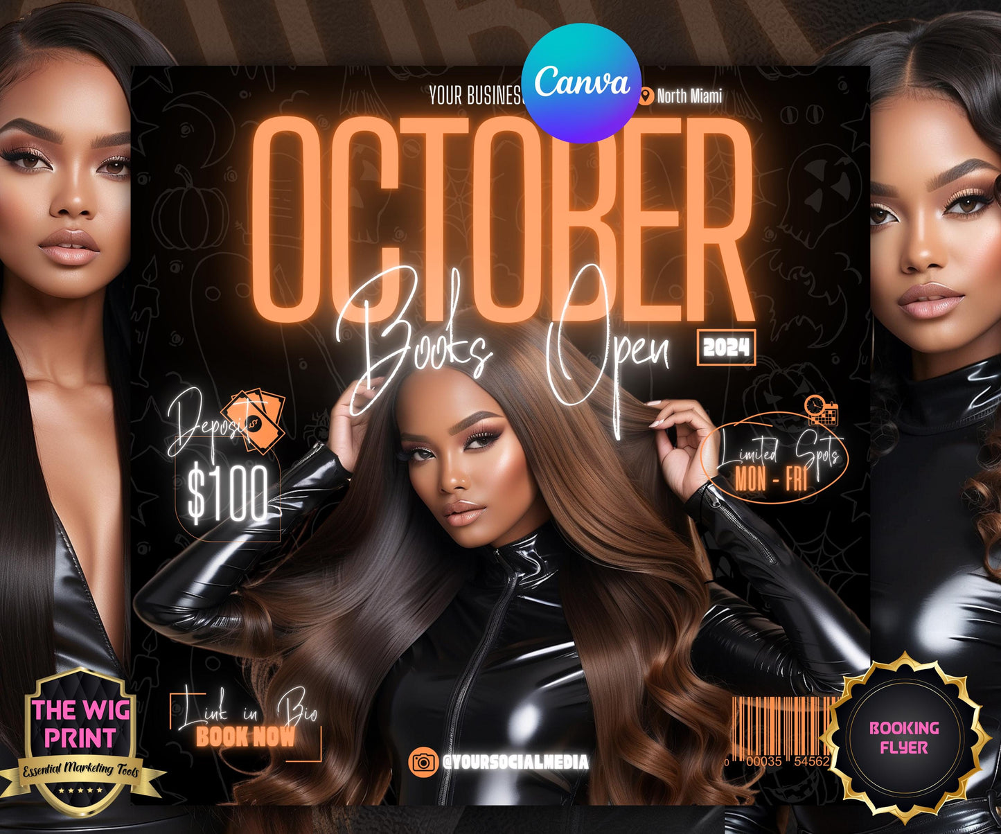 October Booking Flyer | Neon Orange Theme