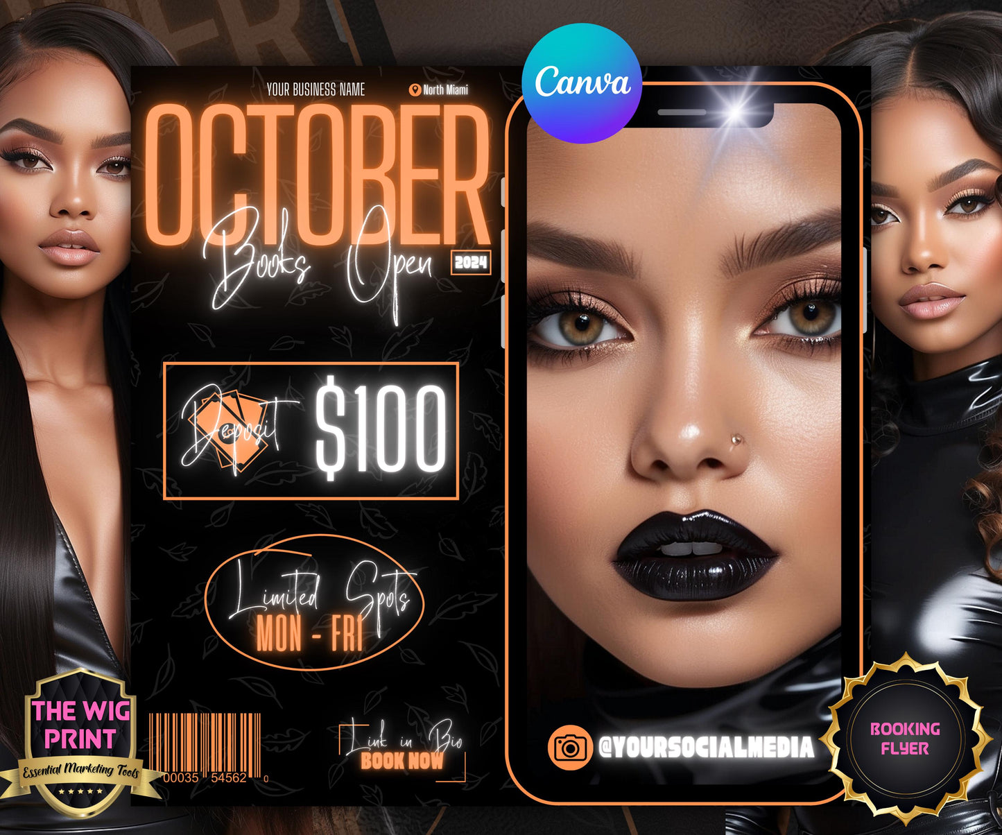 October Booking Flyer | Neon Orange Theme