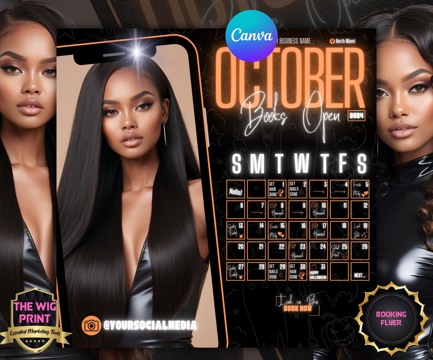 October Booking Flyer | Neon Orange Theme