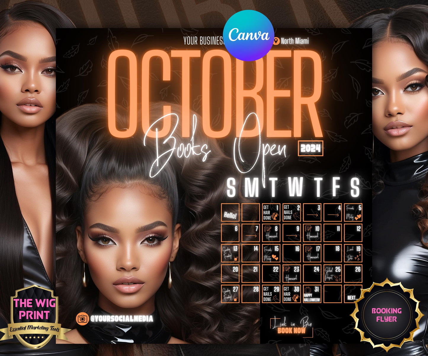 October Booking Flyer | Neon Orange Theme