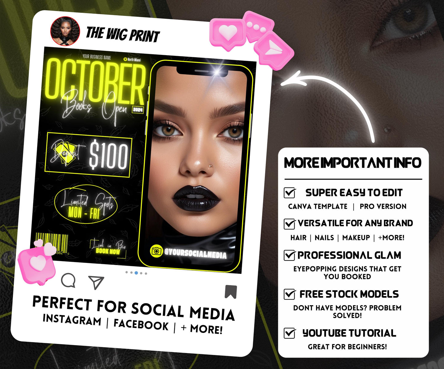 October Booking Flyer | Neon Yellow Theme