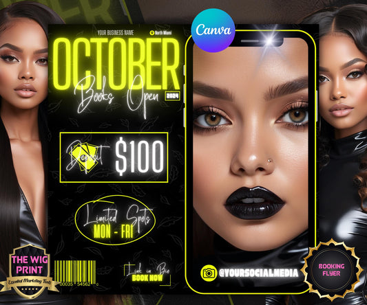 October Booking Flyer | Neon Yellow Theme