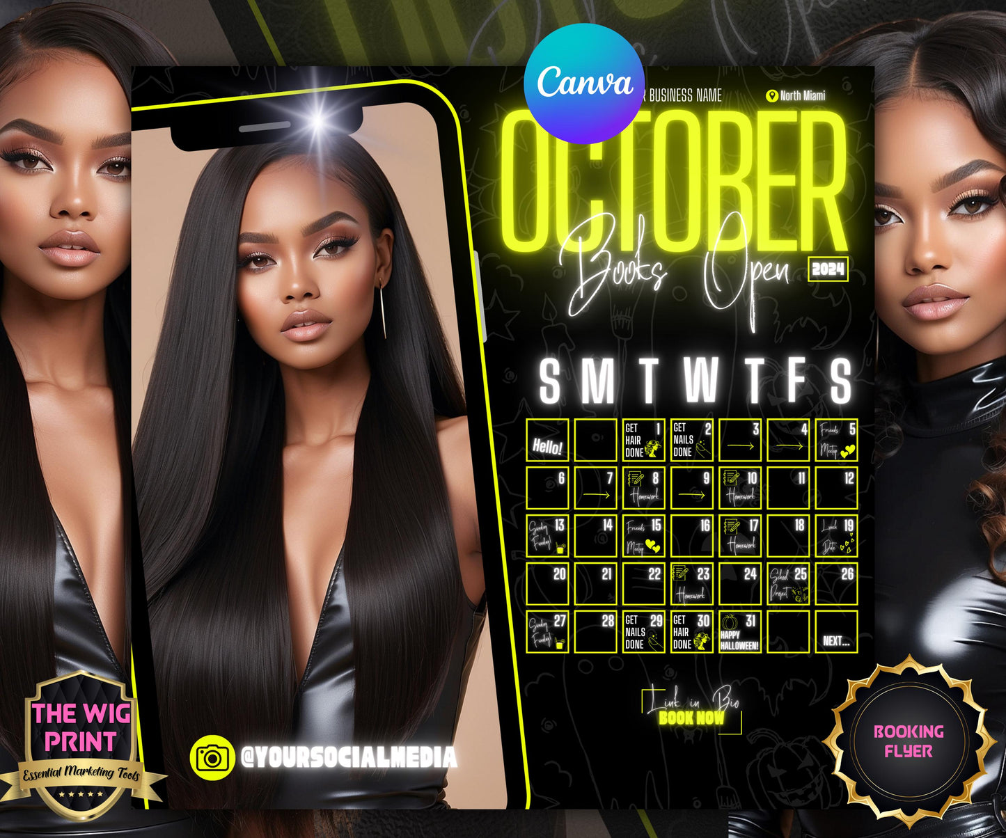 October Booking Flyer | Neon Yellow Theme