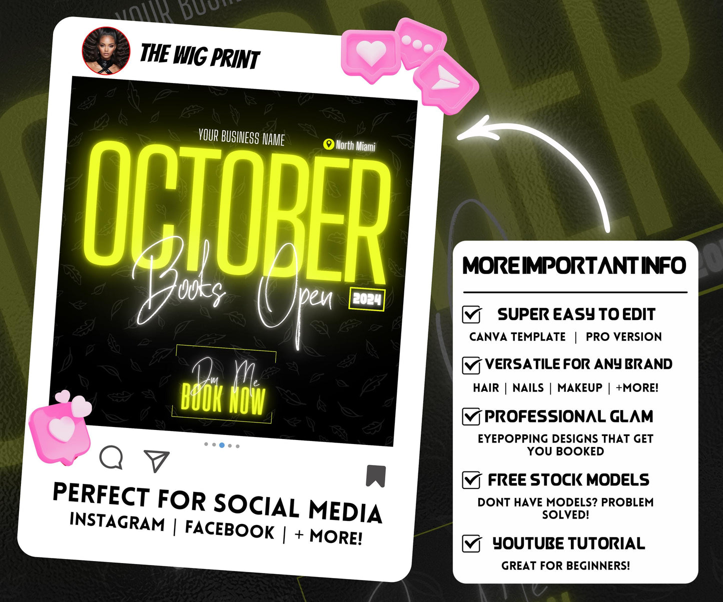 October Booking Flyer | Neon Yellow Theme