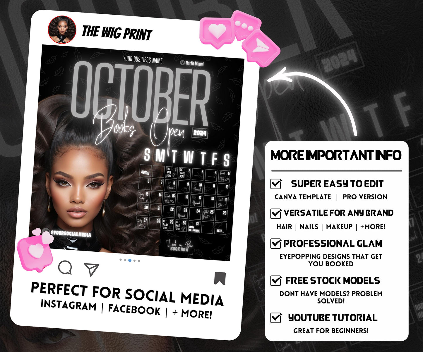 5 Neon Flyers | October Booking Flyers | Gray Theme