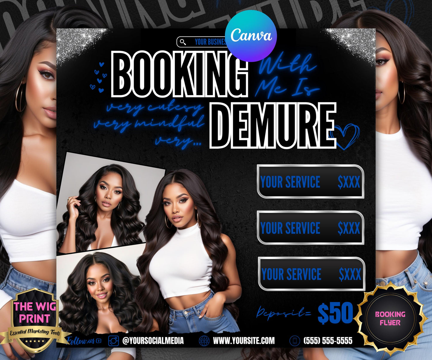 Very Demure | Beauty Flyer | Hair Stylist | Nail Tech | Lash Tech | Braids | Wig Maker | Canva Template | Neon Flyer | Beauty Services