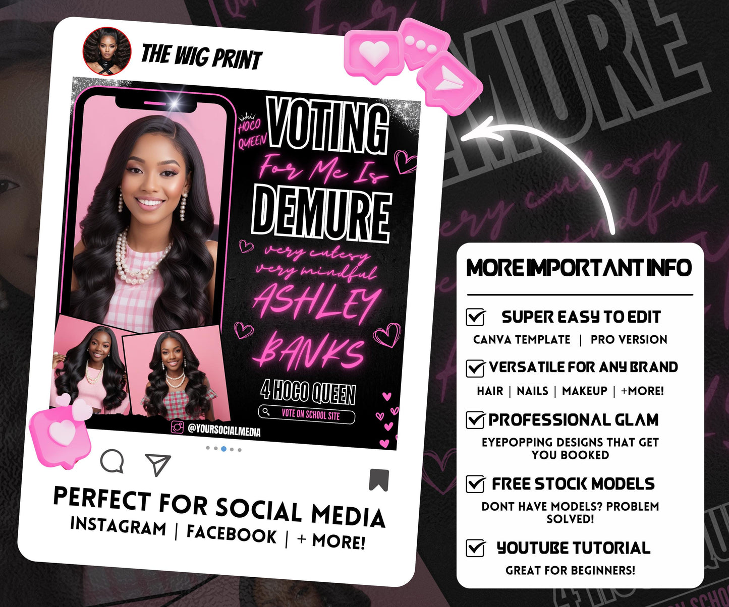 DEMURE | Homecoming Queen Flyer | College Homecoming | Highschool Homecoming | HBCU Homecoming | Class Campaign Flyer | Homecoming Queen