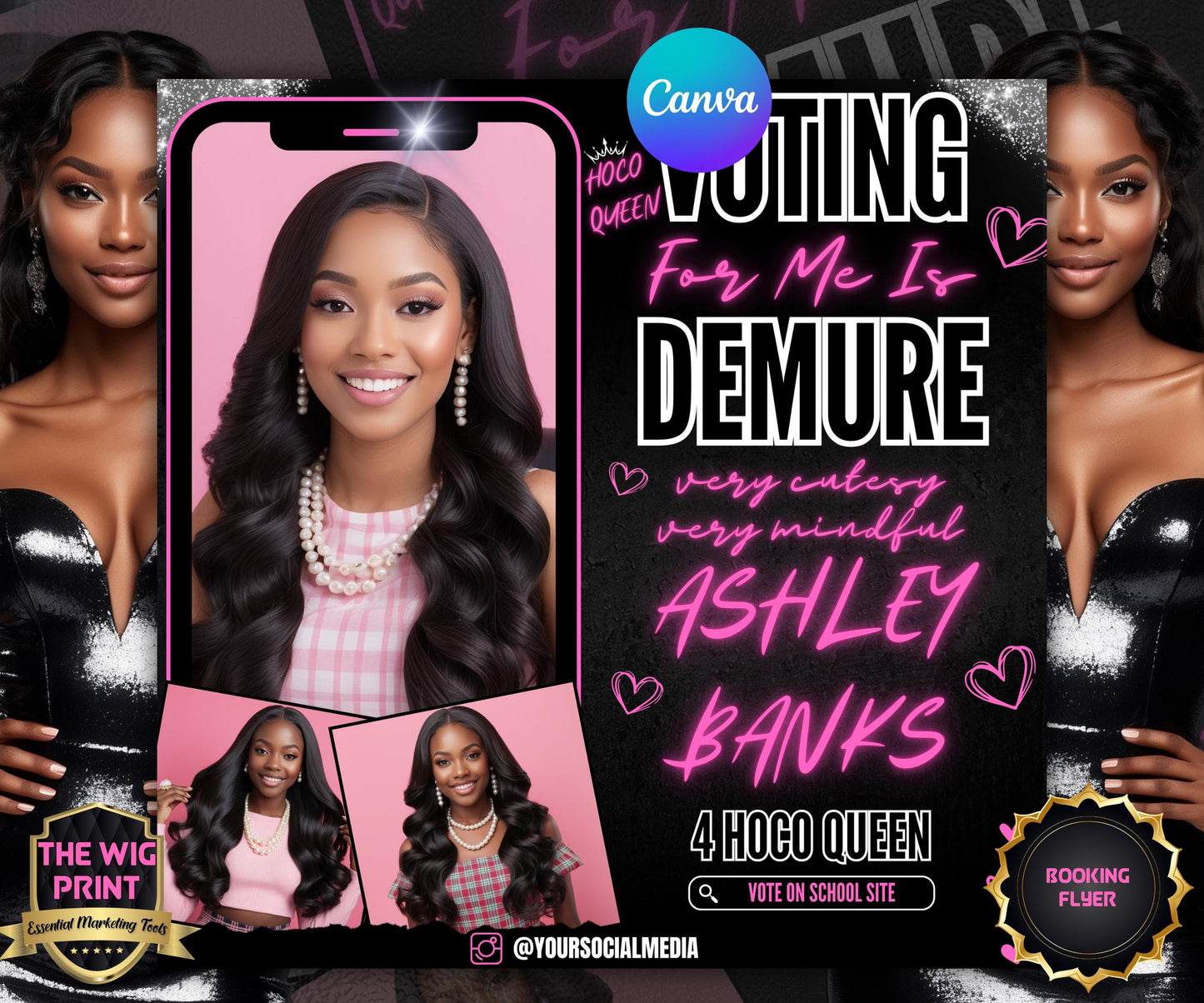 DEMURE | Homecoming Queen Flyer | College Homecoming | Highschool Homecoming | HBCU Homecoming | Class Campaign Flyer | Homecoming Queen