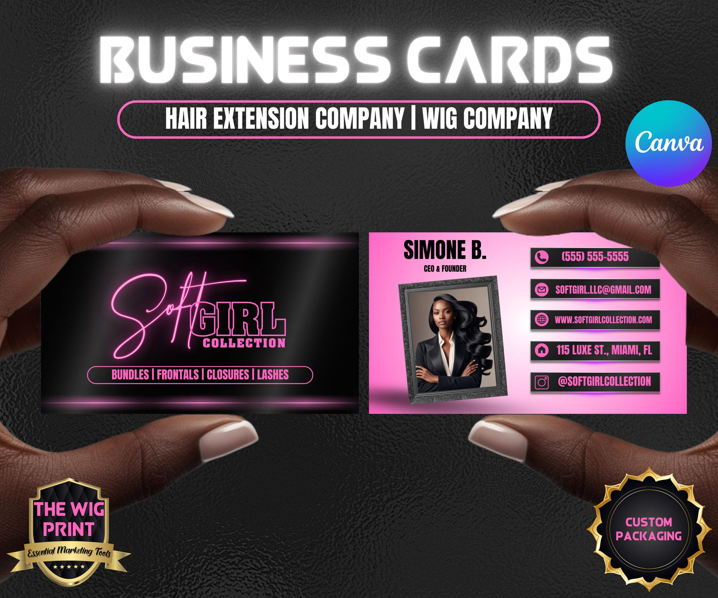 Soft Girl Collection | Business Cards Template | Canva Template Design | Hair Stylist| Lashes Nail Tech Braids Wigs Card